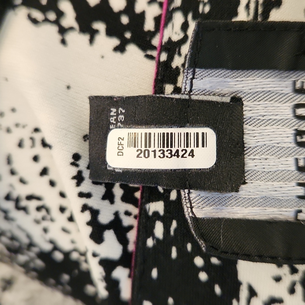 Bloomingdale's Chequer 3/4 Sleeve Black/White and Pink Detail Dress Size 4 - Picture 10 of 15